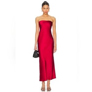 SUPERDOWN Emma Strapless Maxi Dress in Red Medium